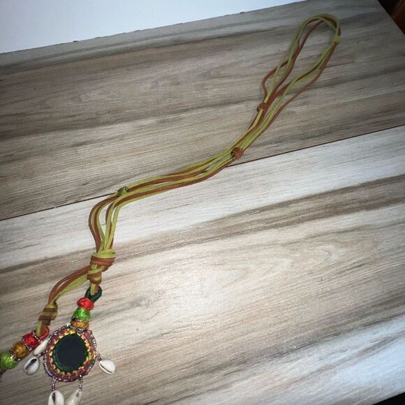 Morrocan Beaded She’ll Necklace Women’s Multi Colored Long ￼Textile Statement - Picture 4 of 7